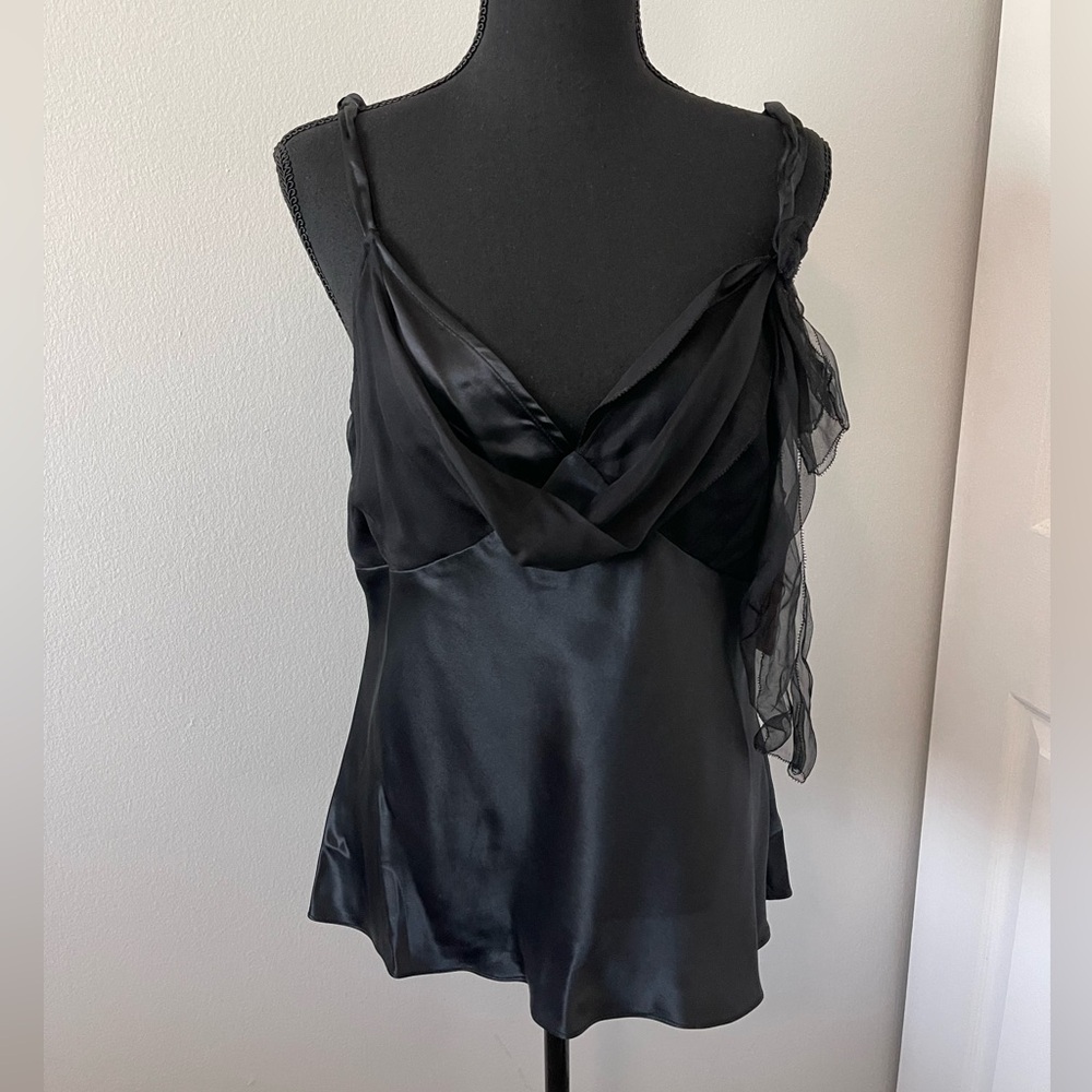 Tessuto Black Satin Cowl-Neck Camisole – Size L (NWT) l Poshmark